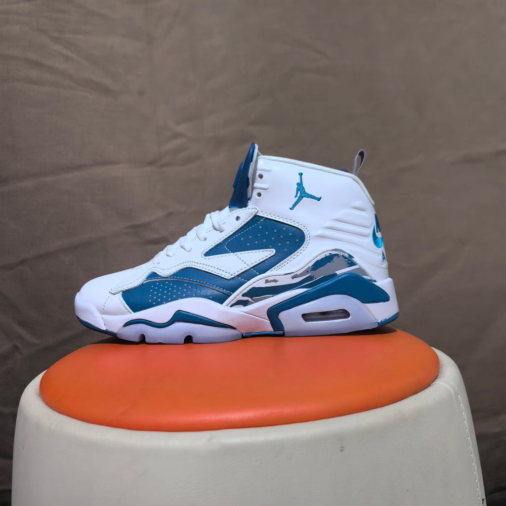 Jordan 6 Retro High-Top Sneakers in White and Blue - product image from the listing.
