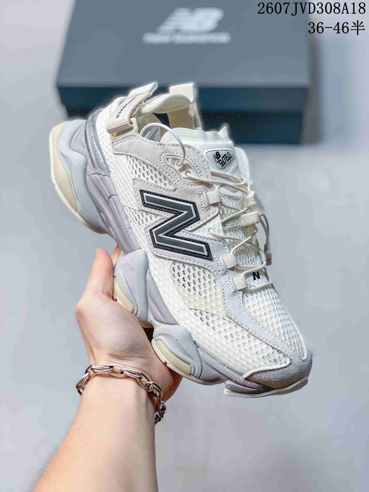 New Balance 9060 Sneakers in Black and White 2607JVD308A18 - product image from the listing.
