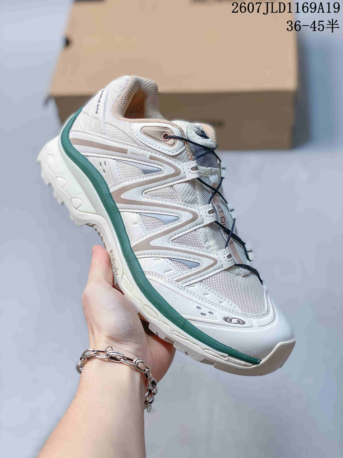 Salomon XT-Quest Trail Sneakers in White Green Pink 2607JLD1169A19 - product image from the listing.
