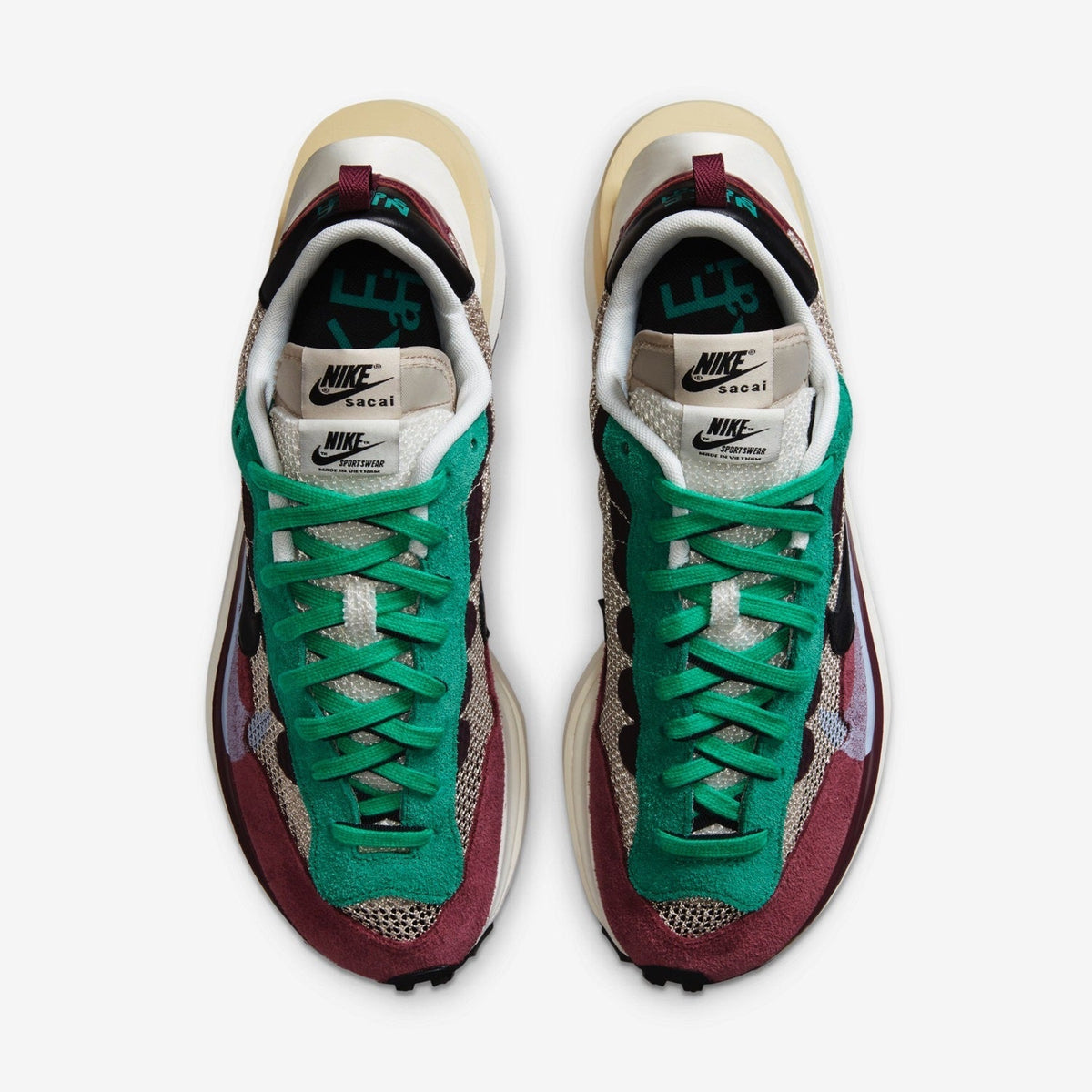 Nike sacai VaporWaffle Sneakers in Burgundy DD3035-200 - product image from the listing.