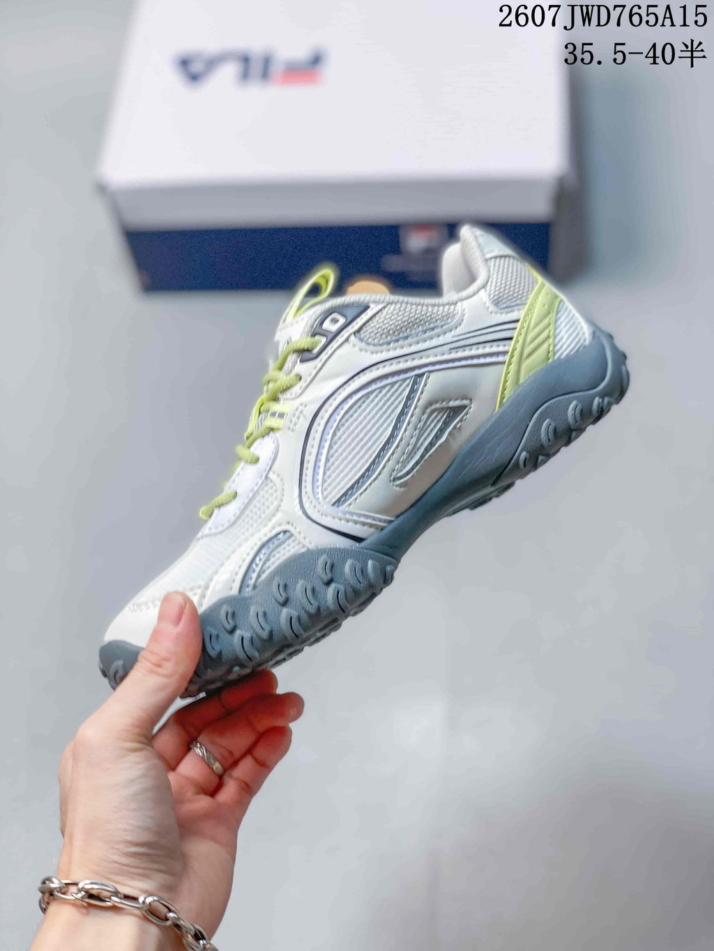 FILA Pebble Low-Top Sneakers in White Lime 711650UTU - product image from the listing.