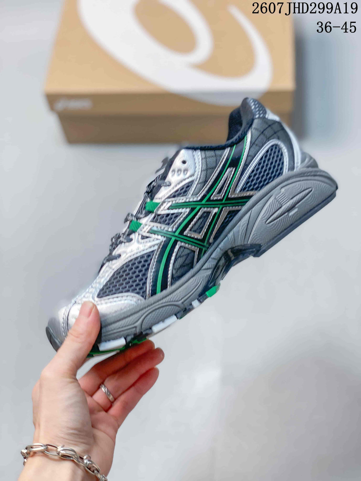 ASICS Gel-Nimbus 10.1 Retro Running Sneakers in Silver Green - product image from the listing.
