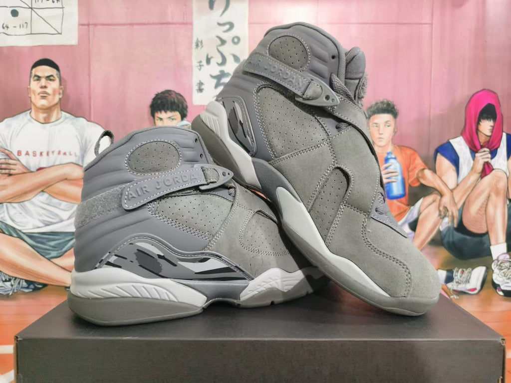 Air Jordan 8 High-Top Sneakers in Grey - product image from the listing.