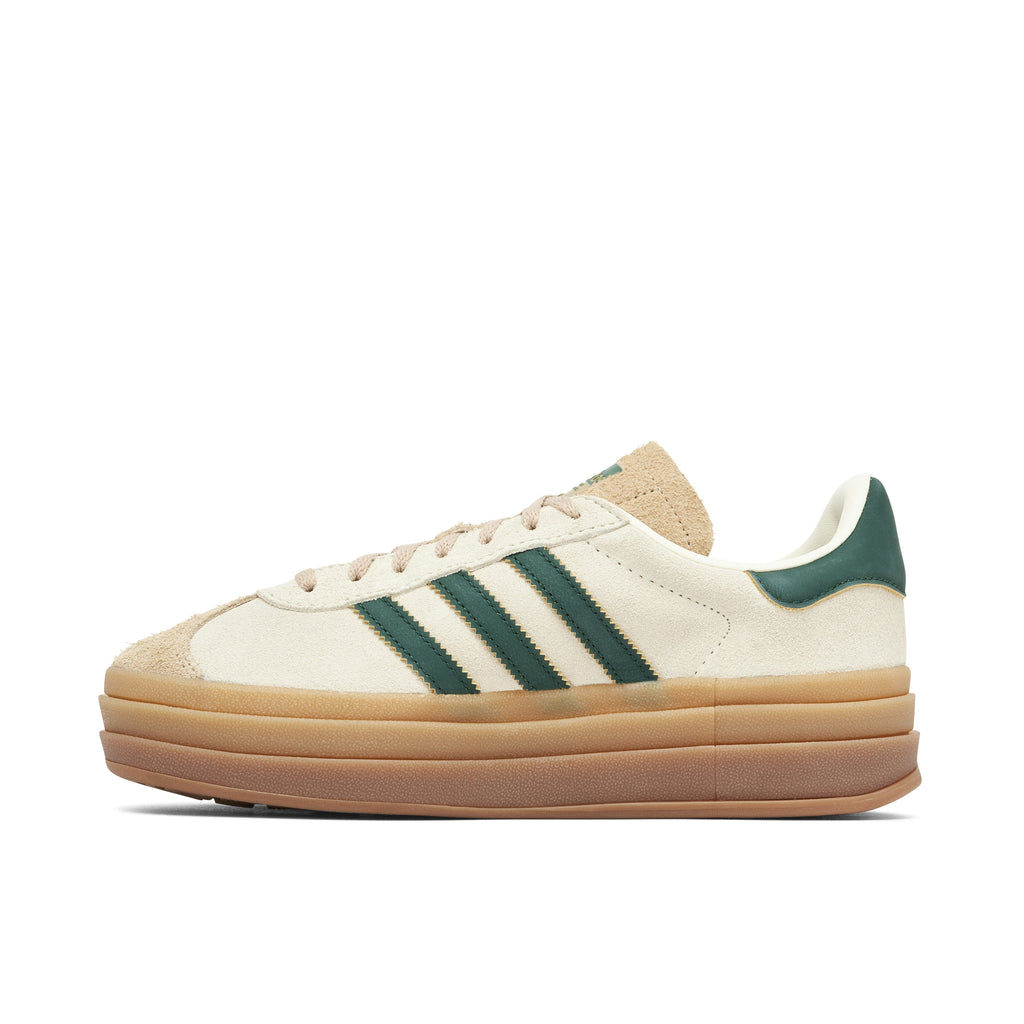 Women's Adidas Gazelle Bold Beige Collegiate Green - product image from the listing.