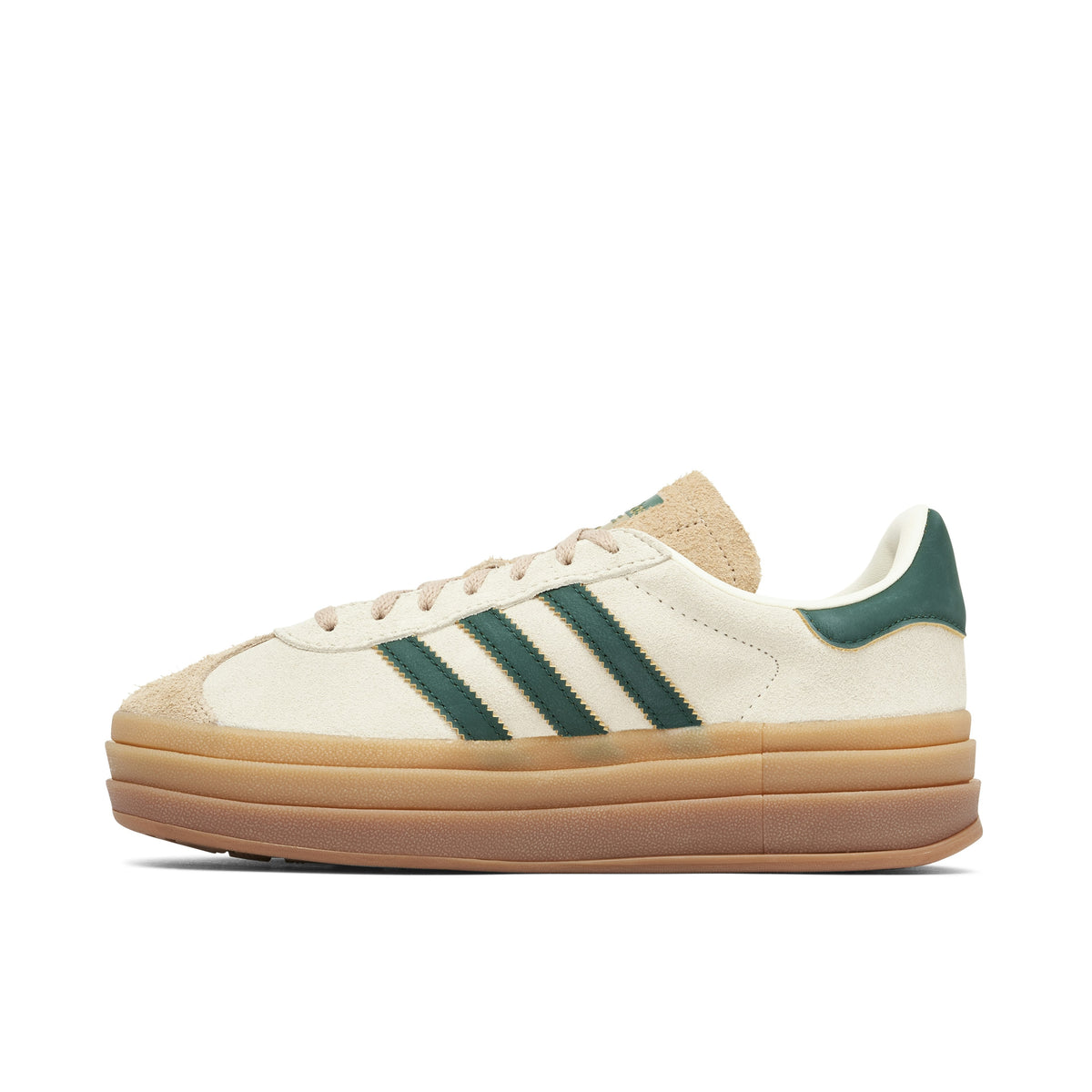 Women's Adidas Gazelle Bold Beige Collegiate Green - product image from the listing.
