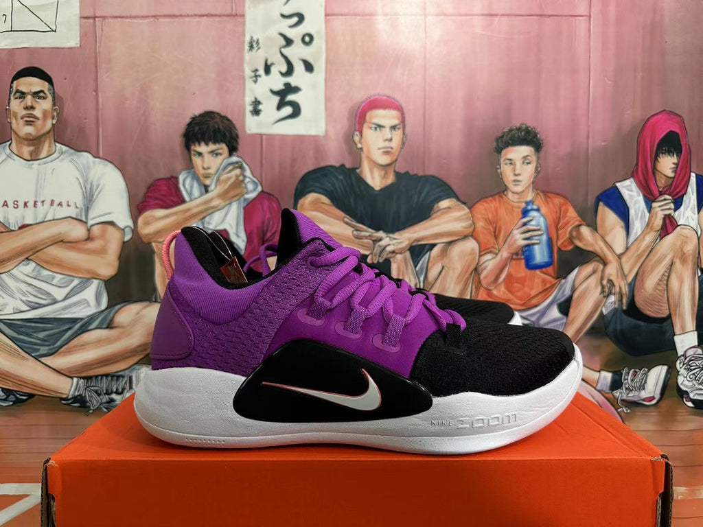 Black and Purple Nike Zoom Basketball Shoes - product image from the listing.