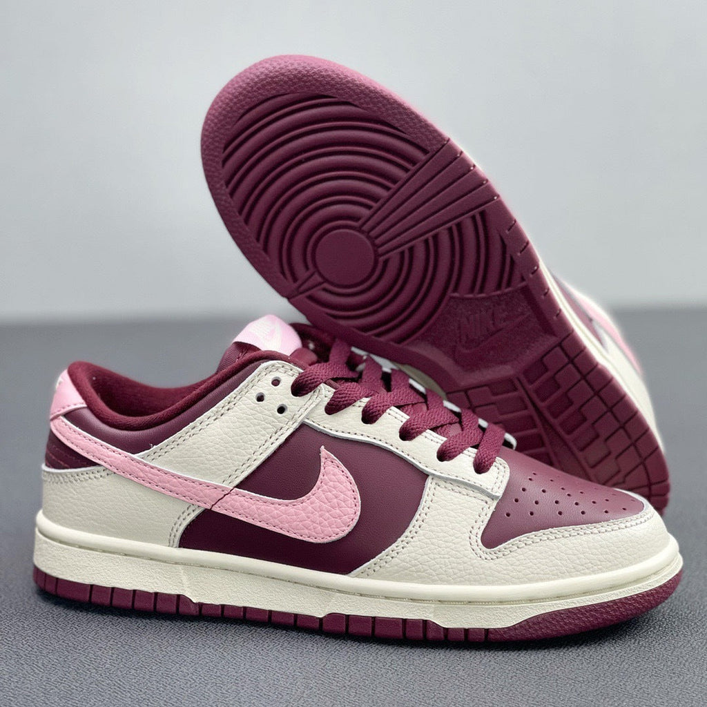 Nike Dunk Low Valentine's Day Sneakers in Burgundy Pink DR9705-100 - product image from the listing.