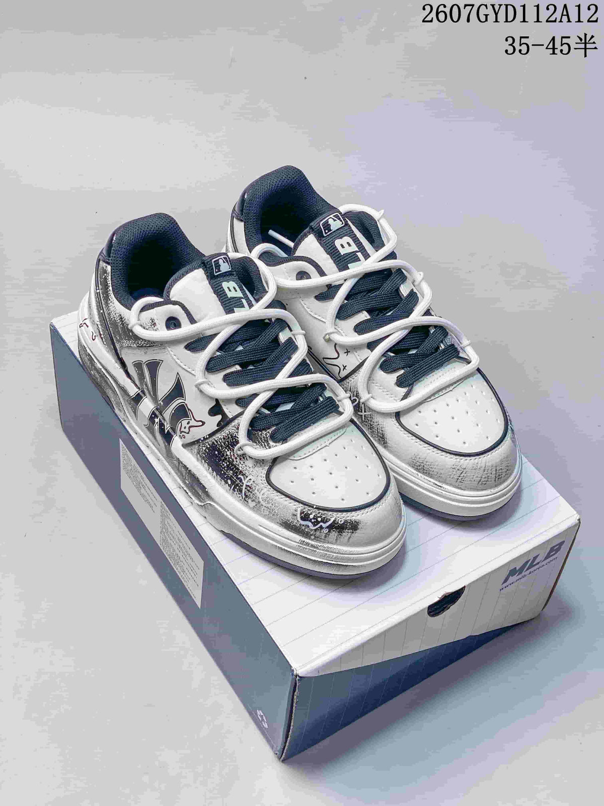 MLB Chunky Liner Low-Top Sneakers in White Silver 3ASXCA12N - product image from the listing.