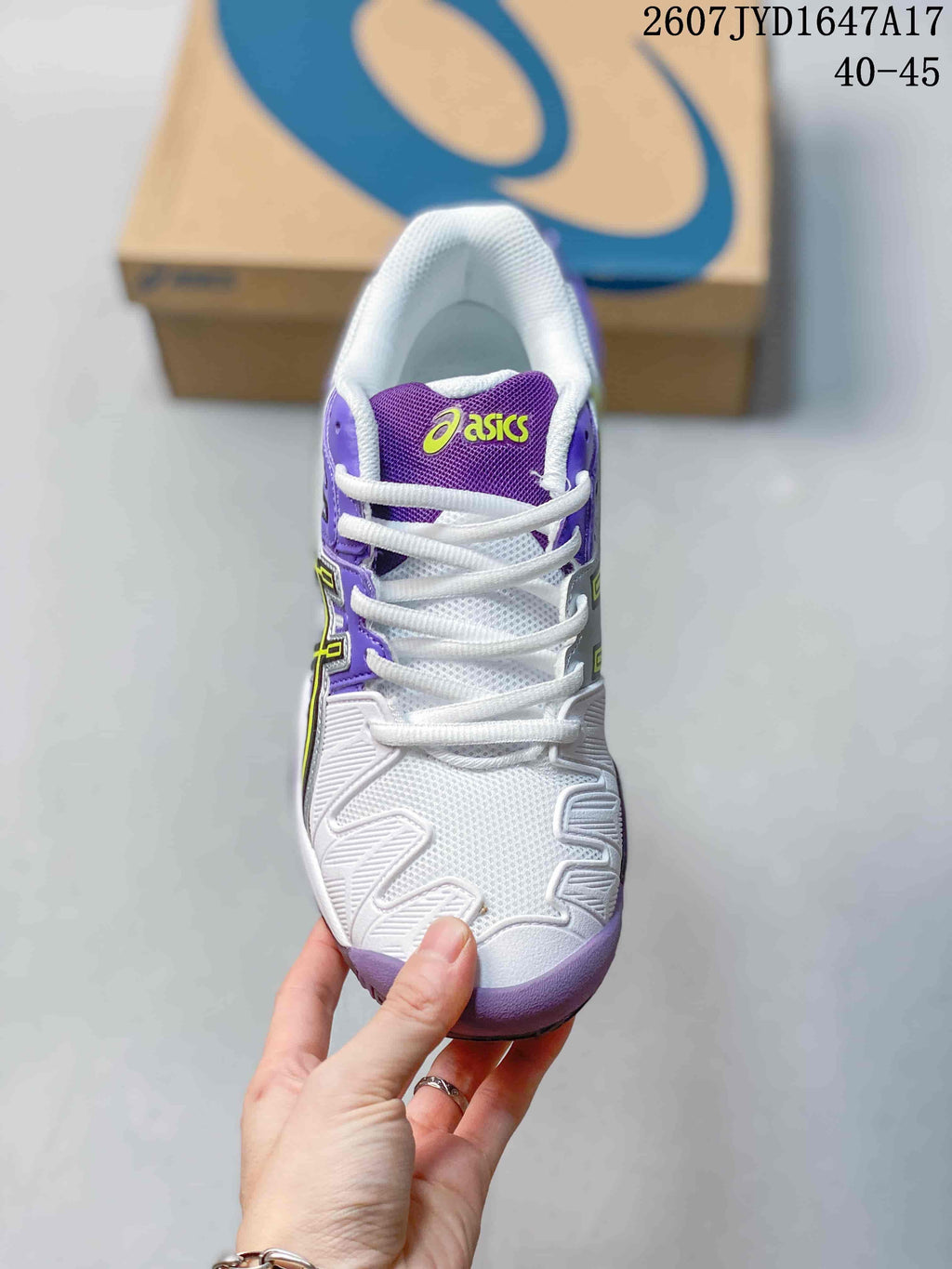 ASICS GEL-RESOLUTION 5 Tennis Shoes in White Purple 2607JYD1647A17 - product image from the listing.