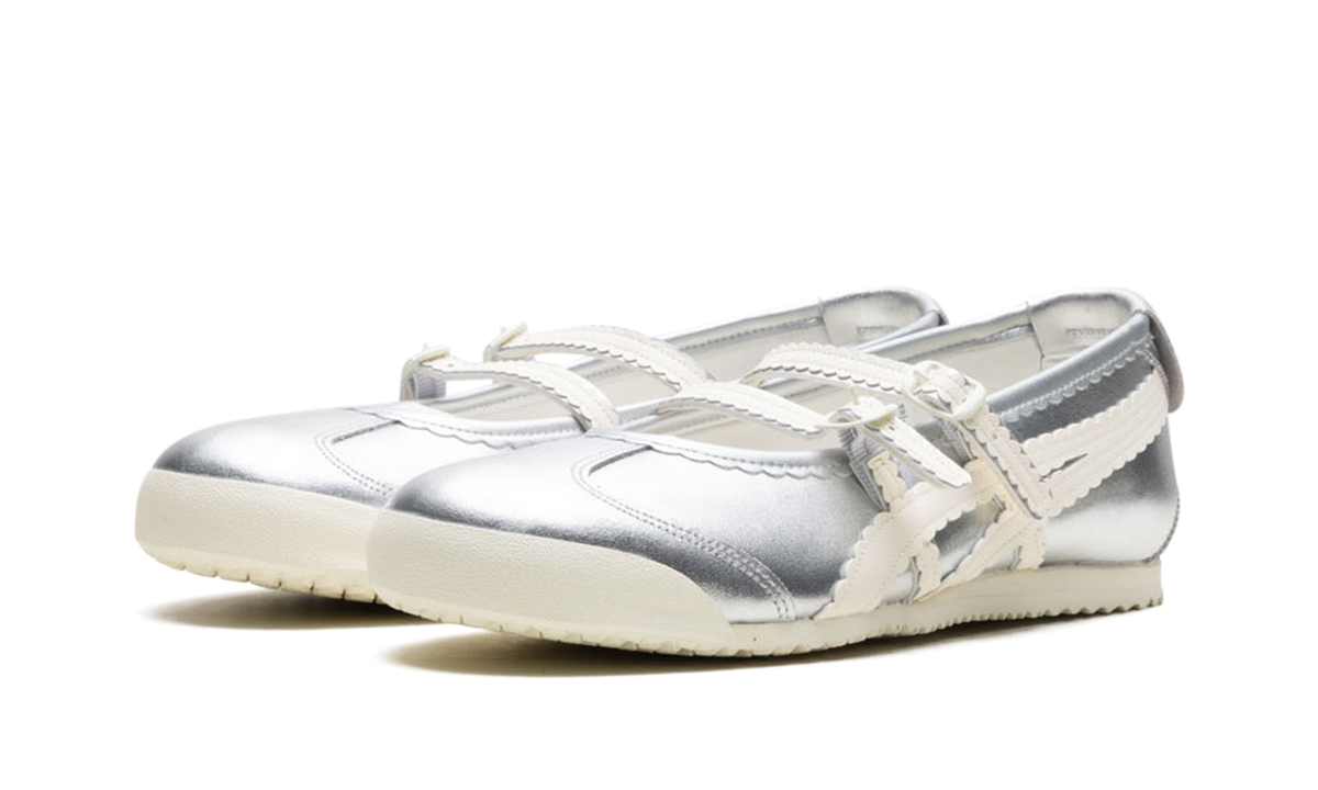 Women's Onitsuka Tiger Mexico 66 TGRS Ballet Flats - Silver Cream - product image from the listing.