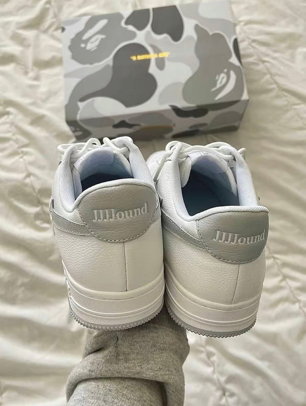 White and Grey BAPE STA Low Sneakers - product image from the listing.