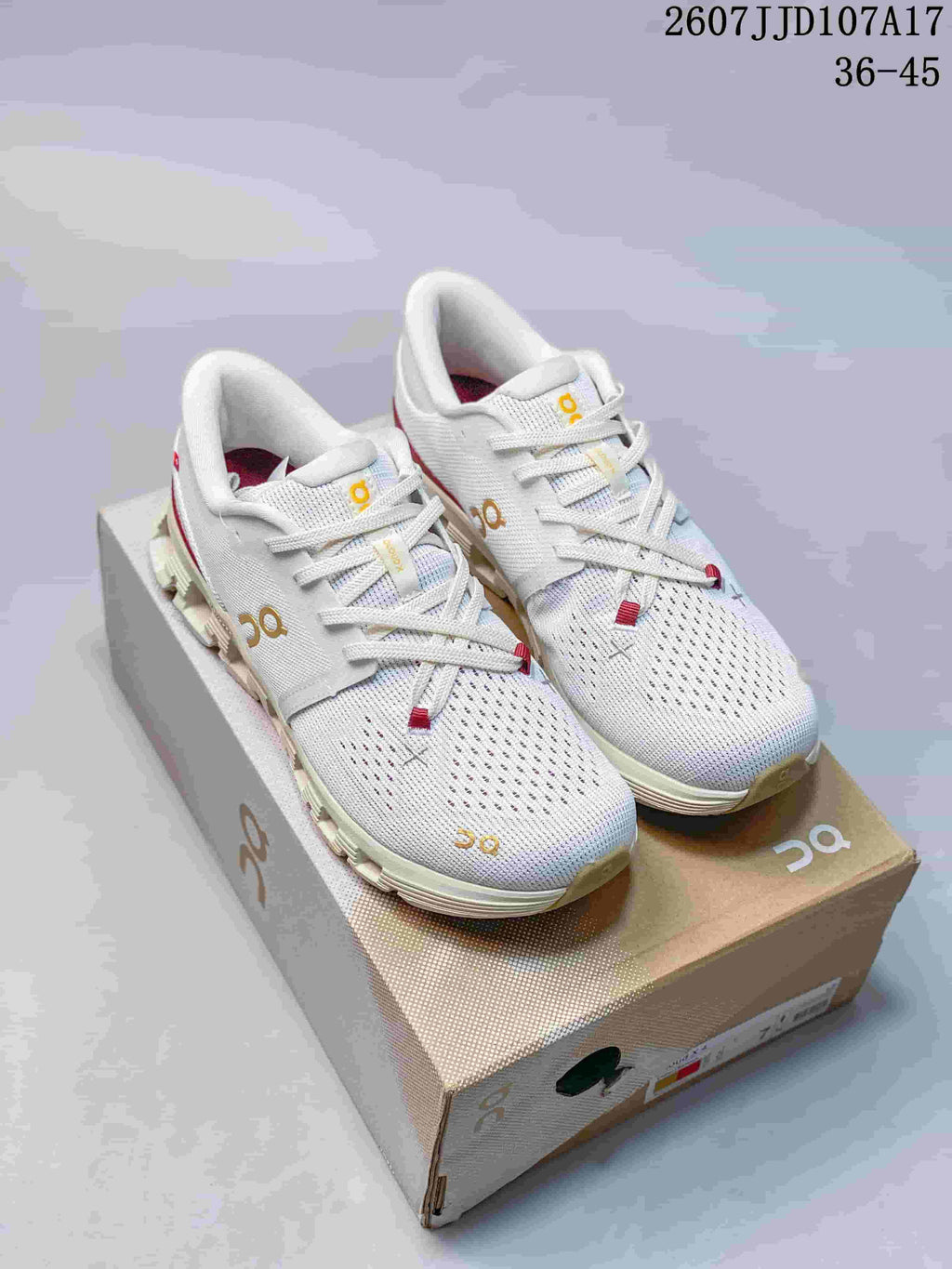 On Running Cloud X 4 AD Sneakers in White Red Gold - product image from the listing.