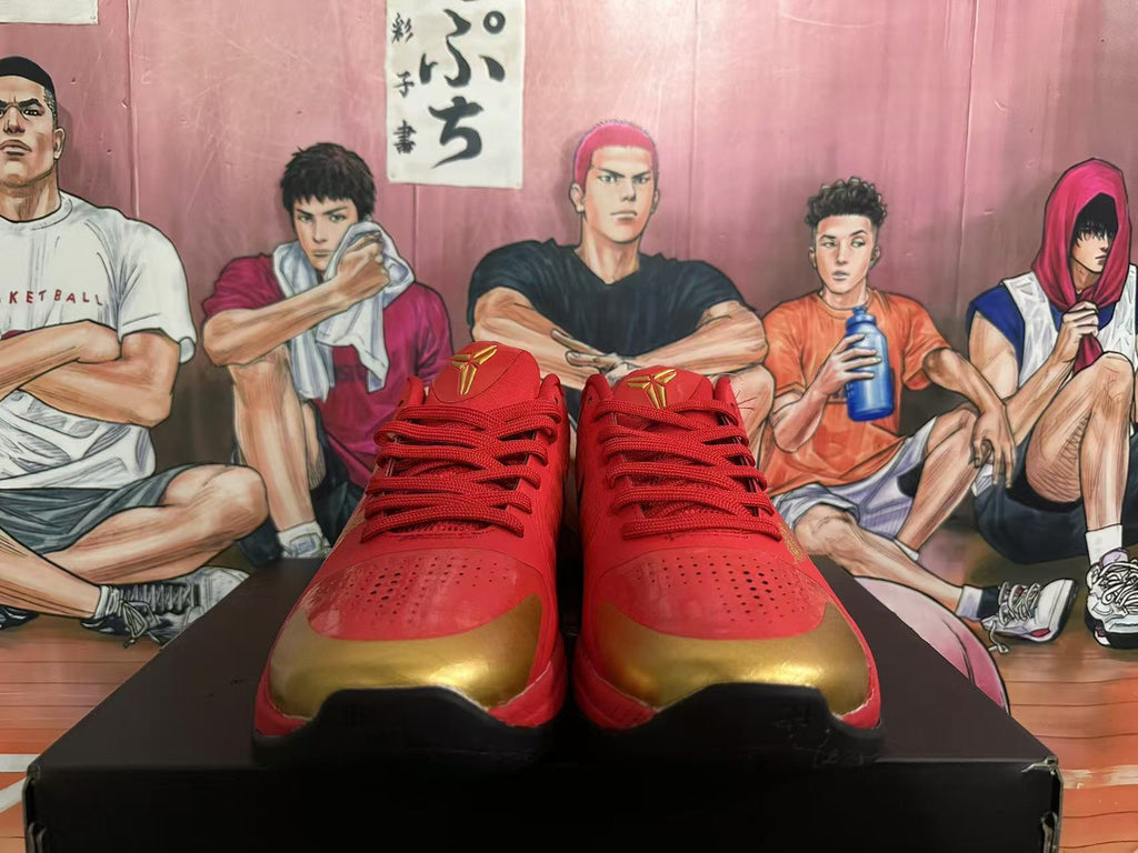 Nike Kobe Basketball Shoes in Red and Gold - product image from the listing.