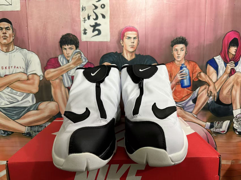 Nike Air Zoom Flight The Glove Basketball Shoes in White Black - product image from the listing.