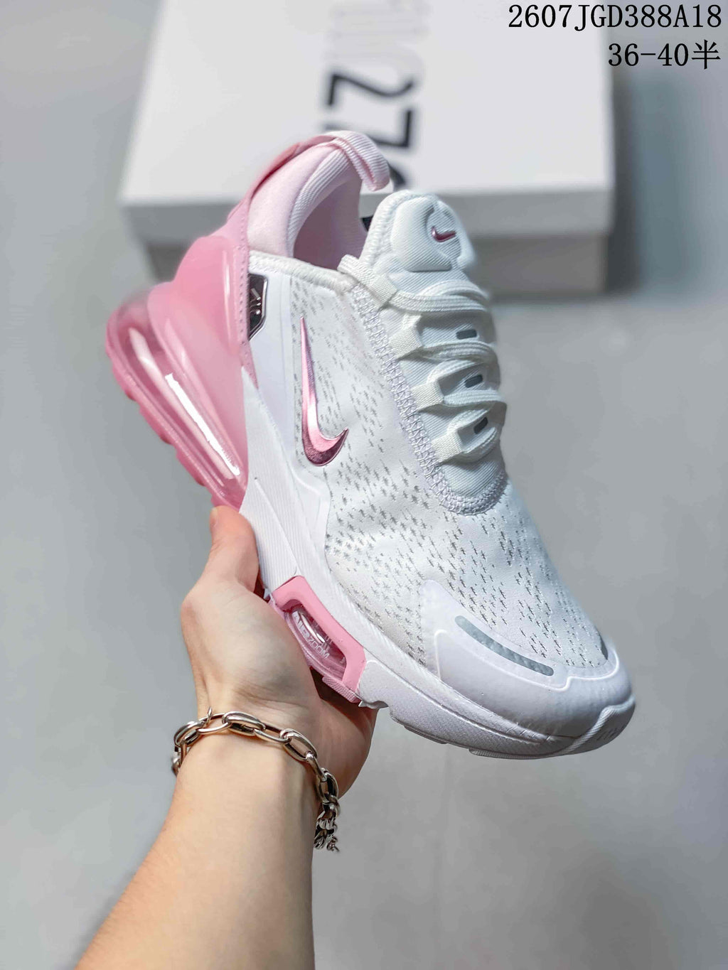 Nike Air Max 270 Premium Sneakers in White Pink - product image from the listing.