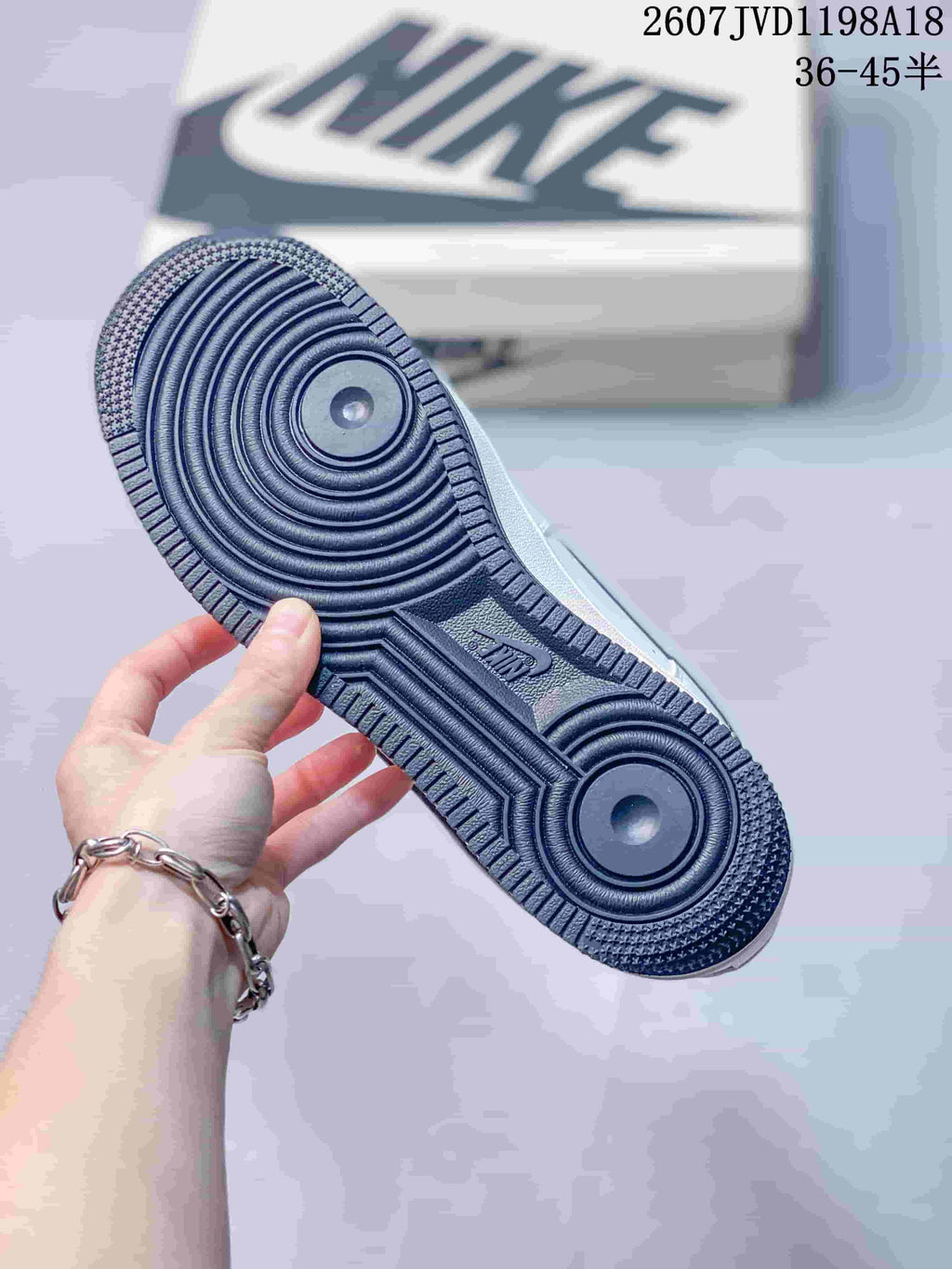 Nike Air Force 1 '07 Low Sneakers in White Navy - product image from the listing.