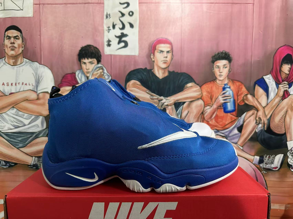 Nike Air Flightposite Basketball Shoes in Blue and White - product image from the listing.