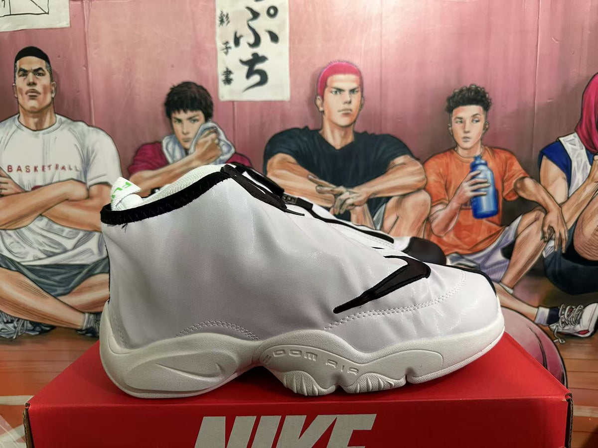 Nike Air Zoom Flight The Glove Basketball Shoes in White Black - product image from the listing.