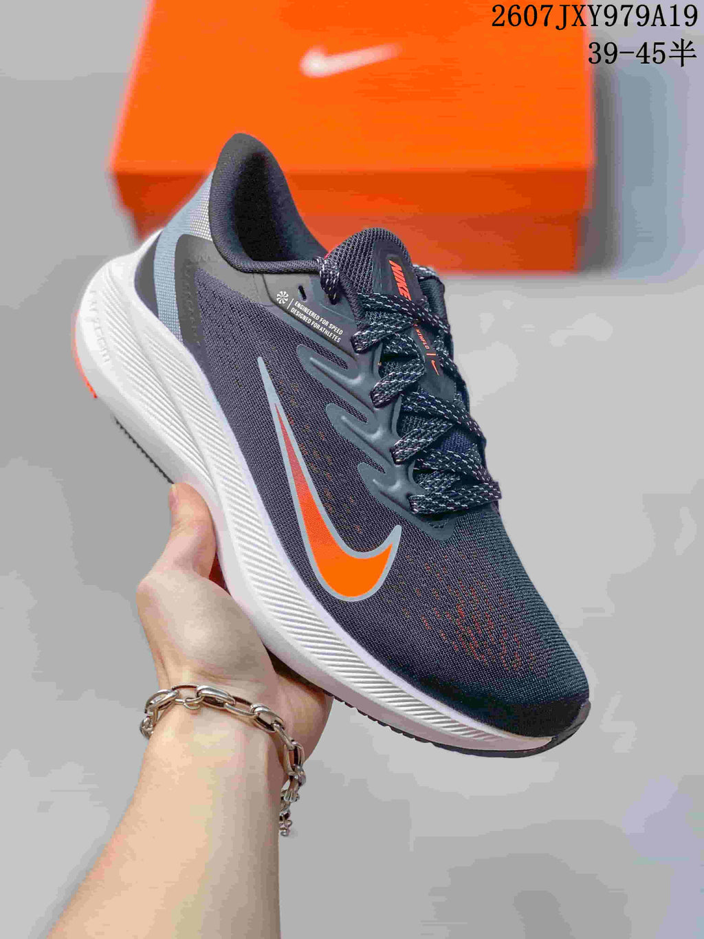 Nike Zoom Winflo 7 Running Shoes in Dark Gray Orange 07JXY979A19 - product image from the listing.