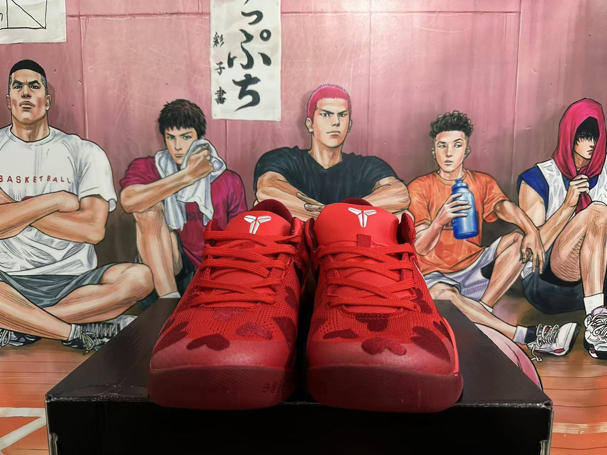 Nike Kobe Basketball Footwear Red Heart Print - product image from the listing.