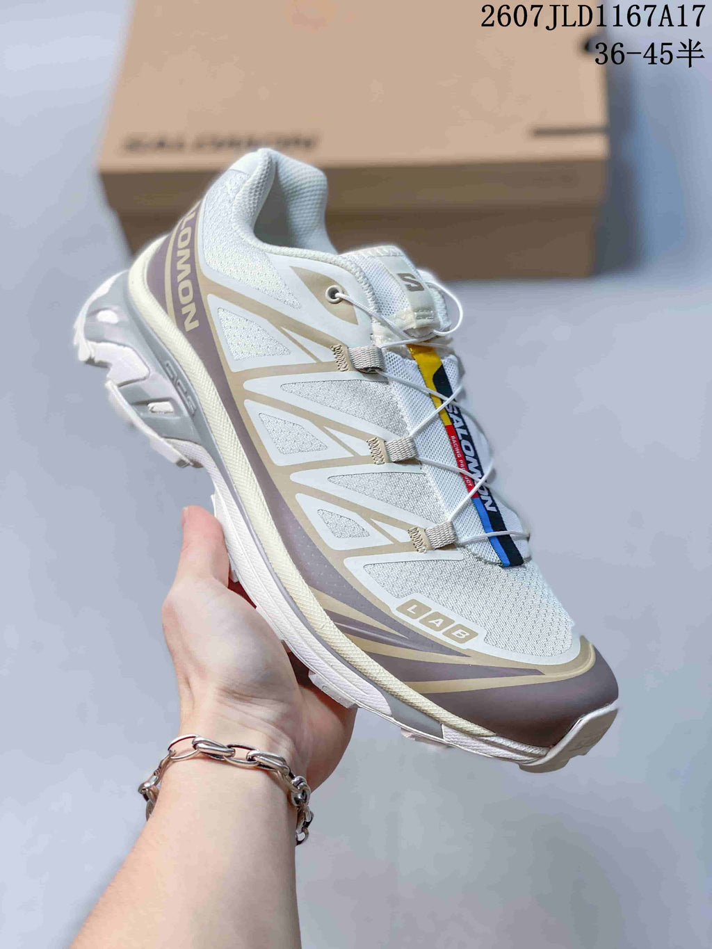Salomon XT-6 Trail Sneakers in Beige Brown L47737700 - product image from the listing.