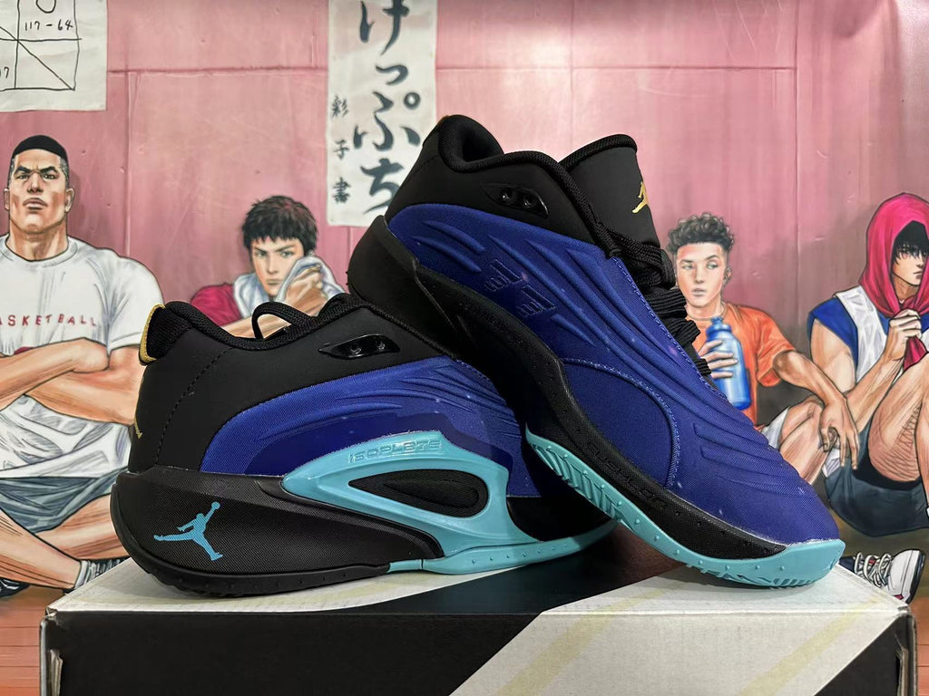 Jordan Luka 4 Basketball Shoes in Black Blue - product image from the listing.