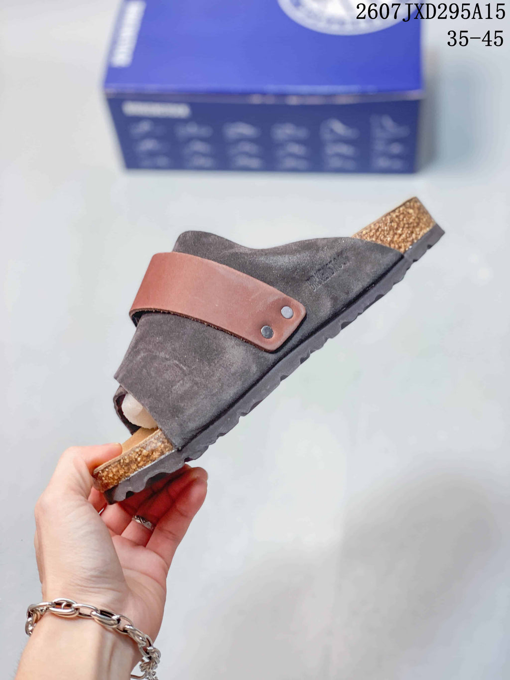 Birkenstock Boston Suede Clogs in Brown Gray 2607JXD295A15 - product image from the listing.
