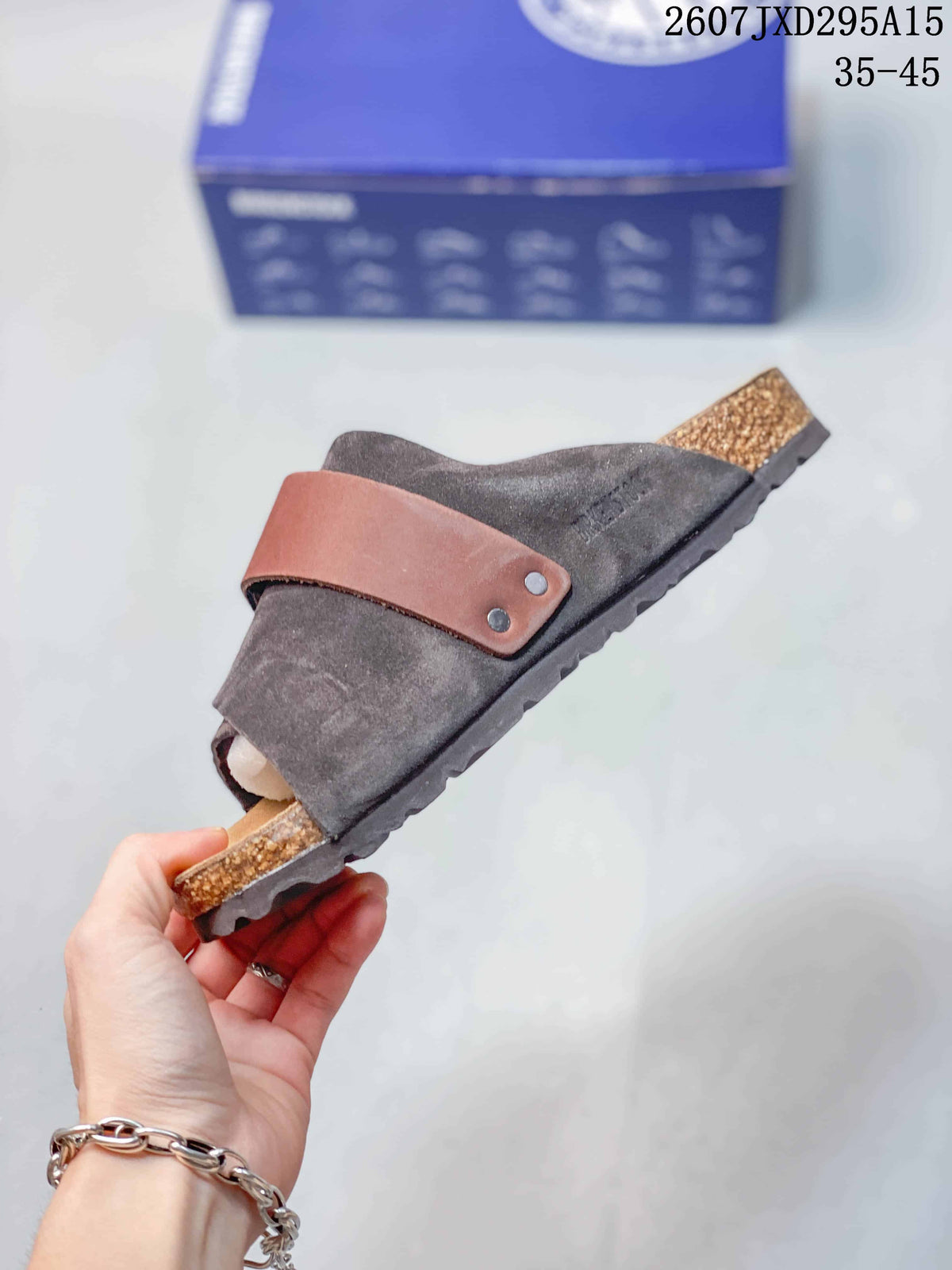 Birkenstock Boston Suede Clogs in Brown Gray 2607JXD295A15 - product image from the listing.
