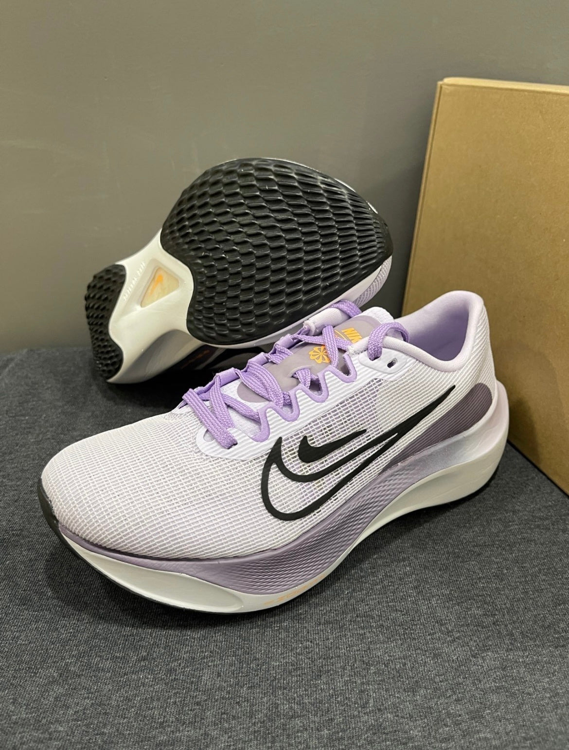 Nike Zoom Fly 5 Road Running Shoes in Purple Black DM8974-500 - product image from the listing.
