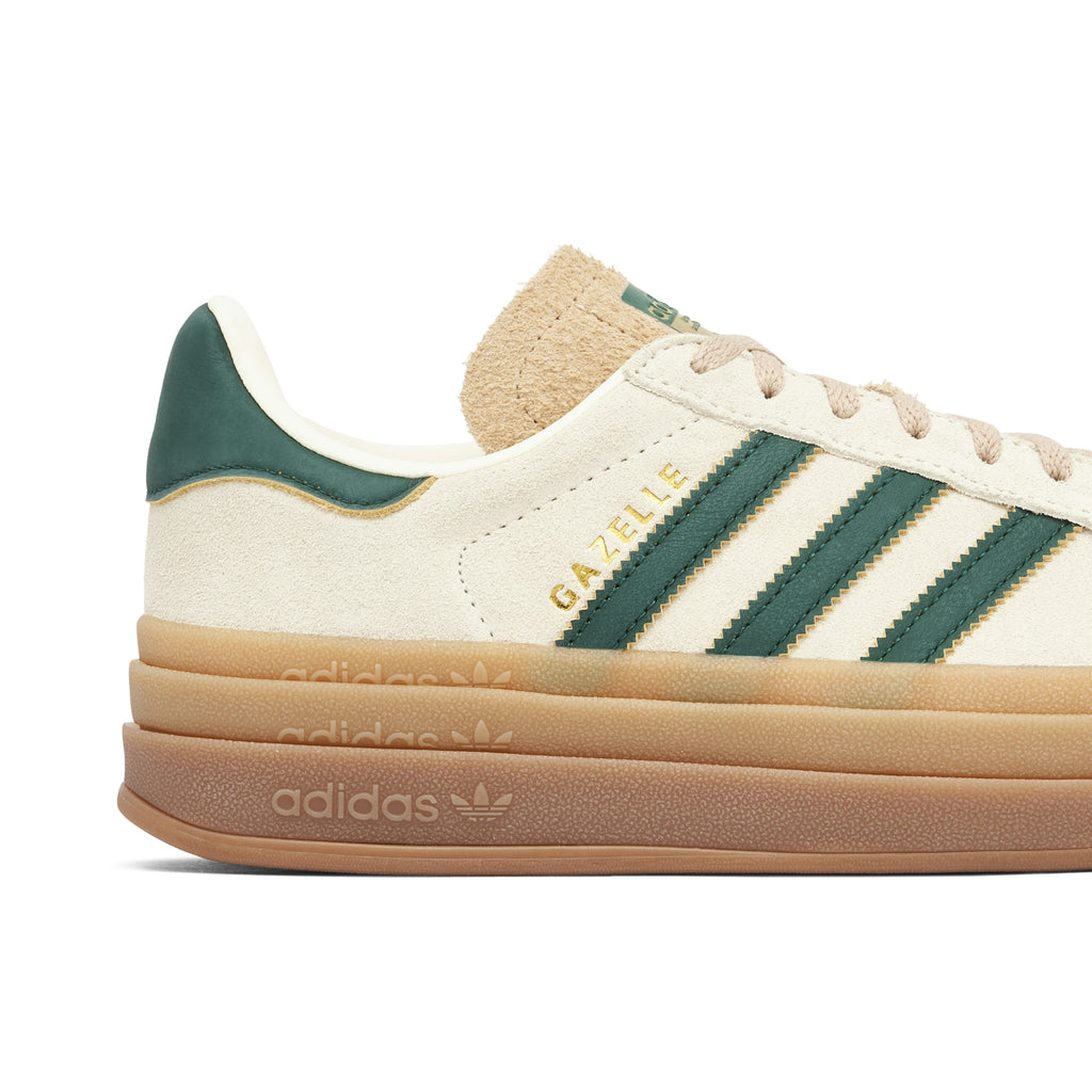 Women's Adidas Gazelle Bold Beige Collegiate Green - product image from the listing.