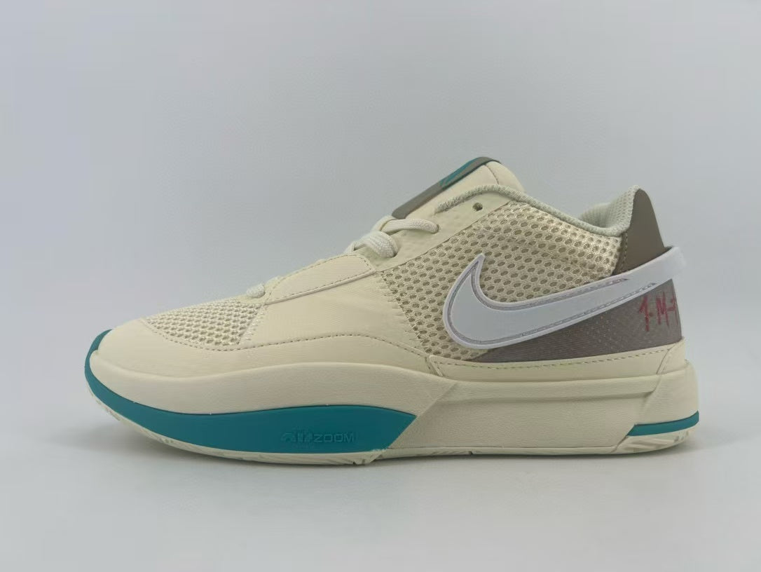 Cream and Teal Nike DR8786-102 Basketball Shoes - product image from the listing.