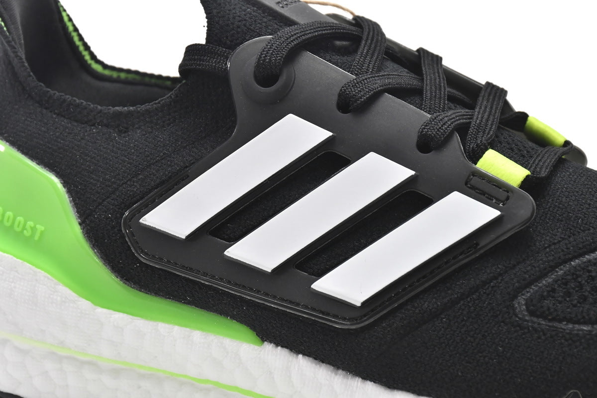 adidas UltraBoost 22 Black Solar Running Shoes in Green GX6640 - product image from the listing.
