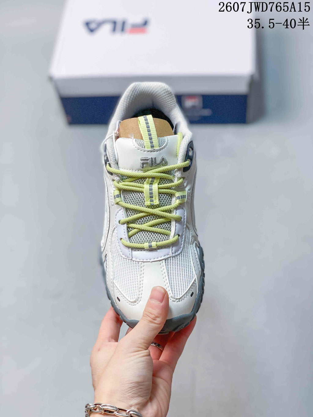 FILA Pebble Low-Top Sneakers in White Lime 711650UTU - product image from the listing.