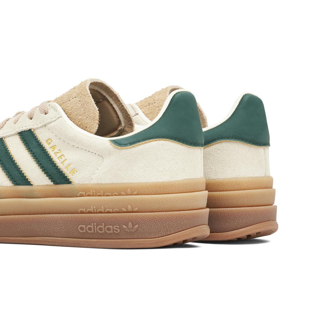 Women's Adidas Gazelle Bold Beige Collegiate Green - product image from the listing.