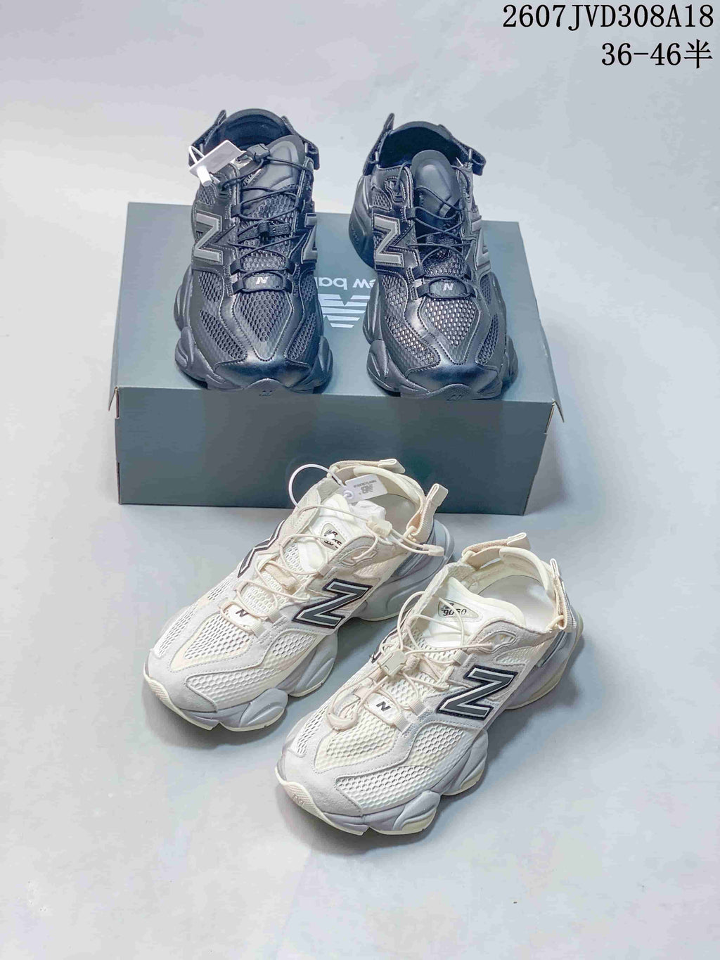 New Balance 9060 Sneakers in Black and White 2607JVD308A18 - product image from the listing.