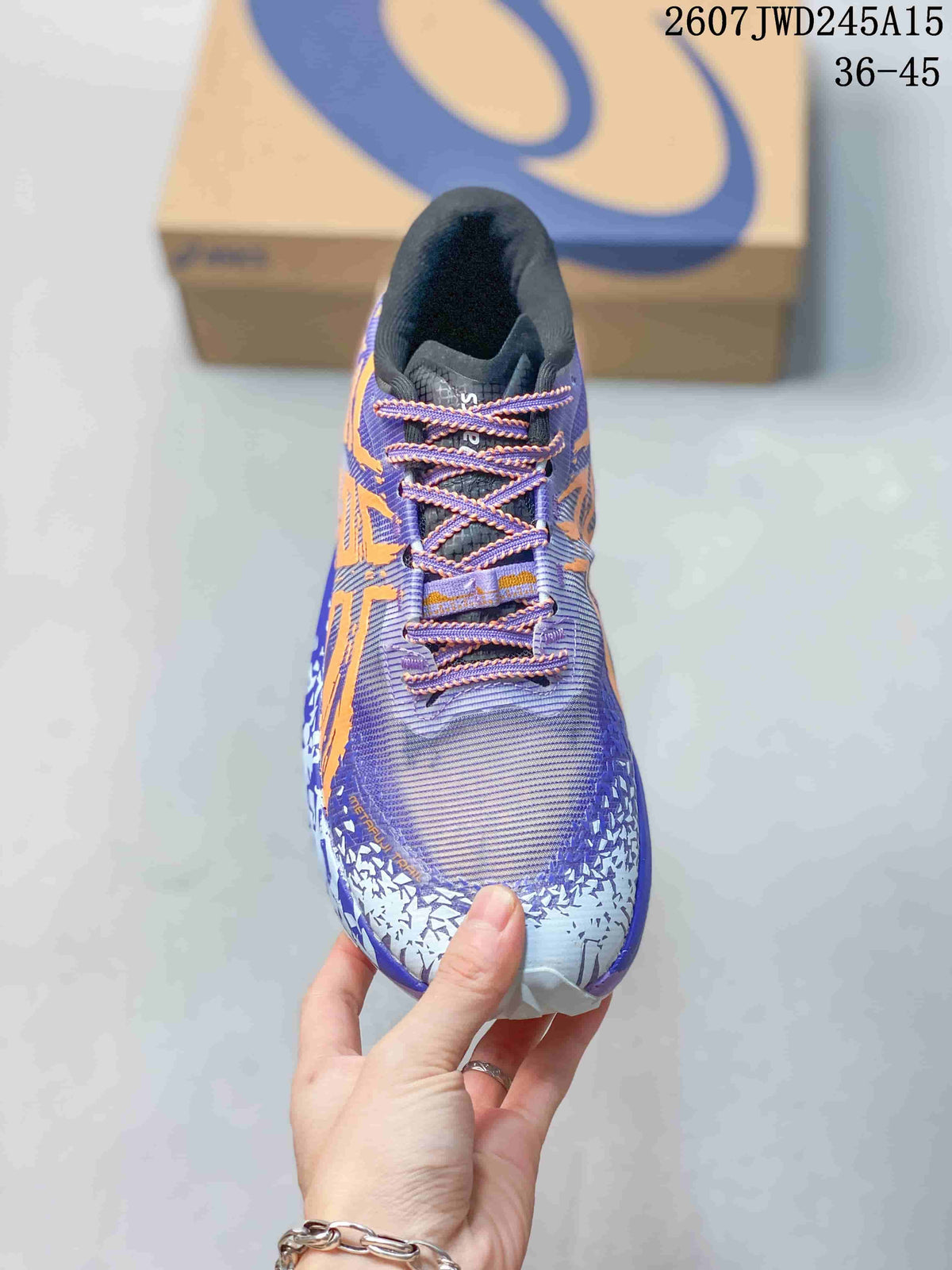 ASICS GEL Magic Speed 4 Sneakers in Purple Orange 2607JWD245A15 - product image from the listing.