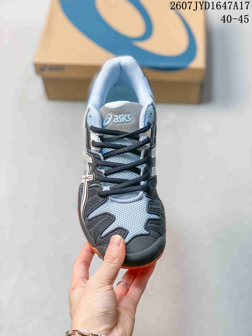 ASICS GEL-Resolution 5 Tennis Shoes in Gray Black Orange - product image from the listing.