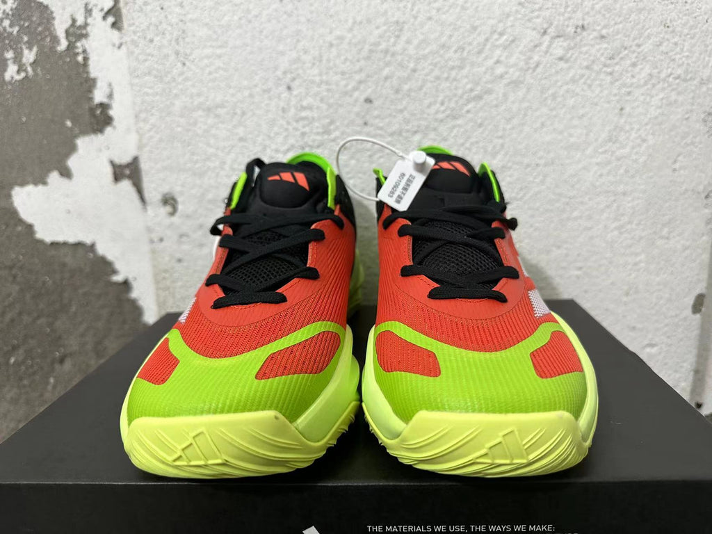 adidas Adizero Basketball Shoes in Black Orange Lime - product image from the listing.