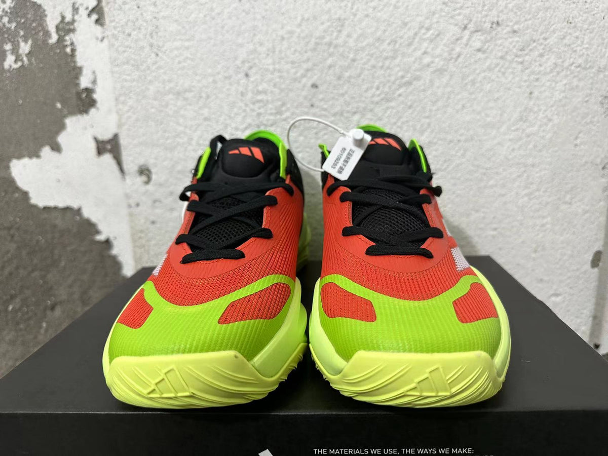 adidas Adizero Basketball Shoes in Black Orange Lime - product image from the listing.