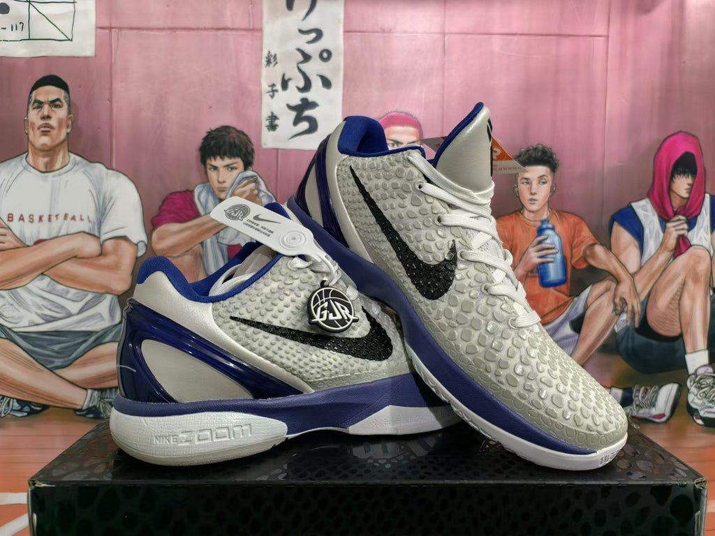 Nike Kobe 6 Basketball Shoes in White and Purple - product image from the listing.