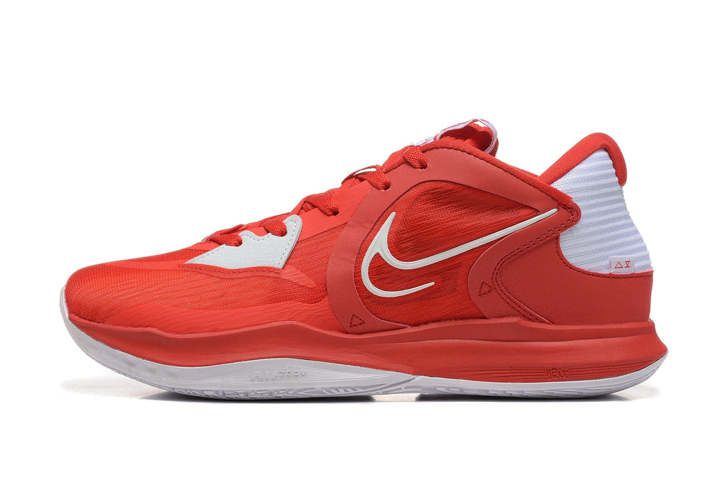 Nike Kyrie 5 Basketball Shoes, in Red and White - product image from the listing.