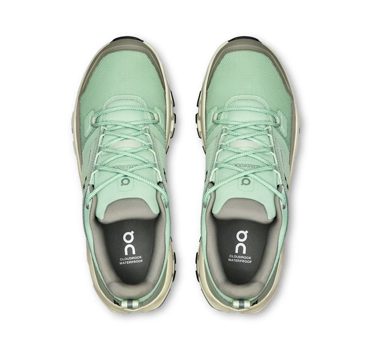 Women's On Cloudrock Low Waterproof Mineral/Aloe Hiking Shoes - product image from the listing.