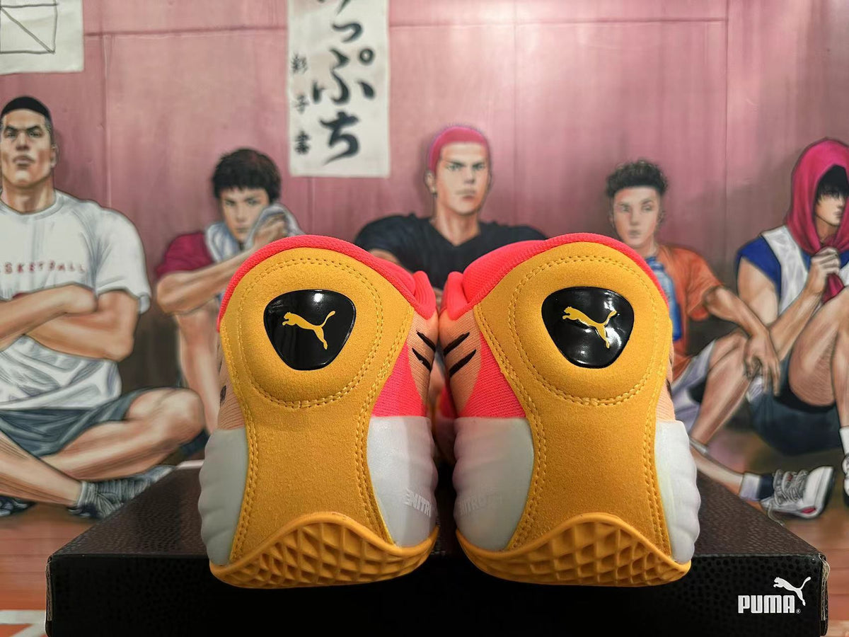 PUMA All-Pro Basketball Shoes, in Pink and Gold - product image from the listing.