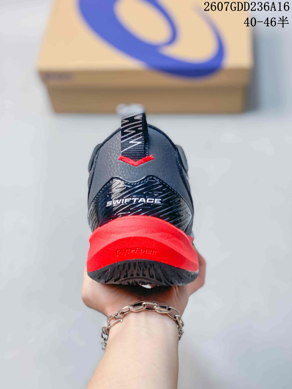 ASICS Swiftace Yuki Basketball Shoes in Black and Red 721060RRY - product image from the listing.