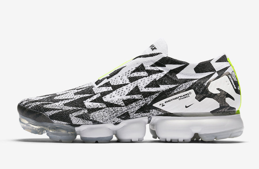 Nike Air VaporMax Moc 2 Acronym in Black White Volt AQ0996-001 - product image from the listing.