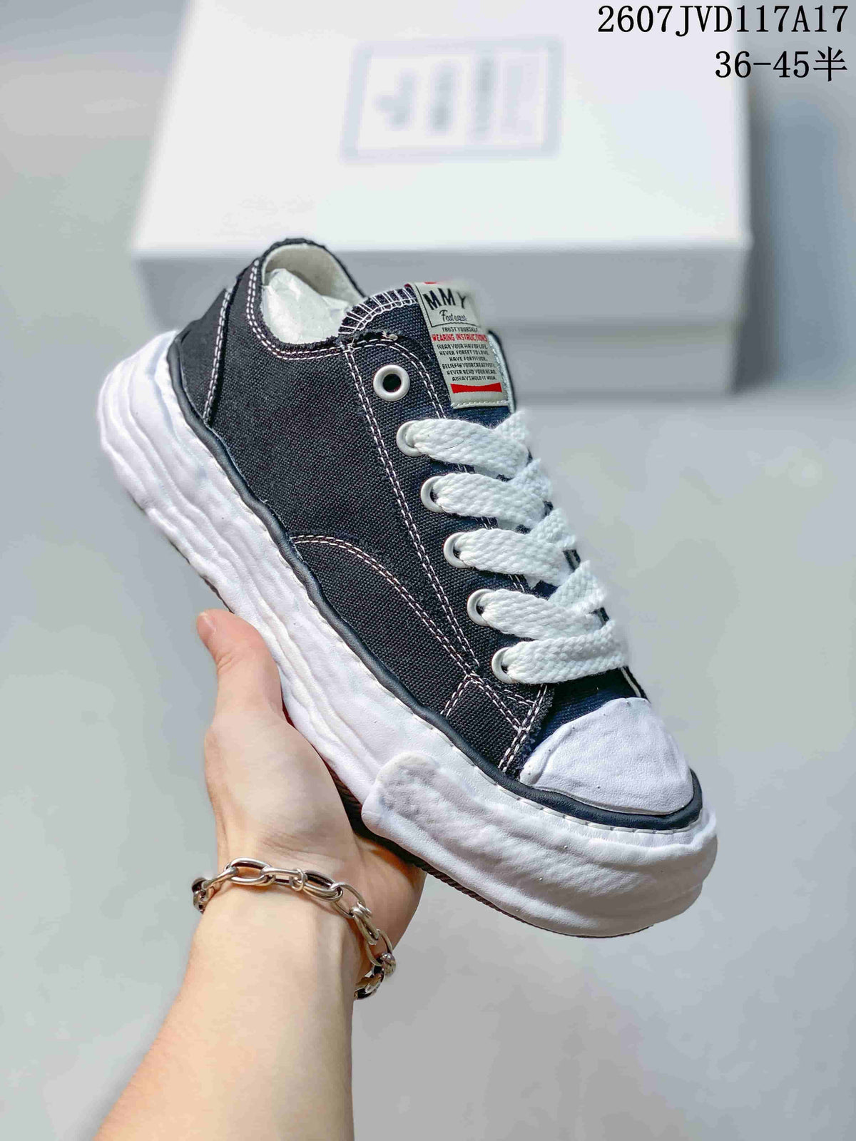 Maison Mihara Yasuhiro Original Sole Low Sneakers in Black White - product image from the listing.