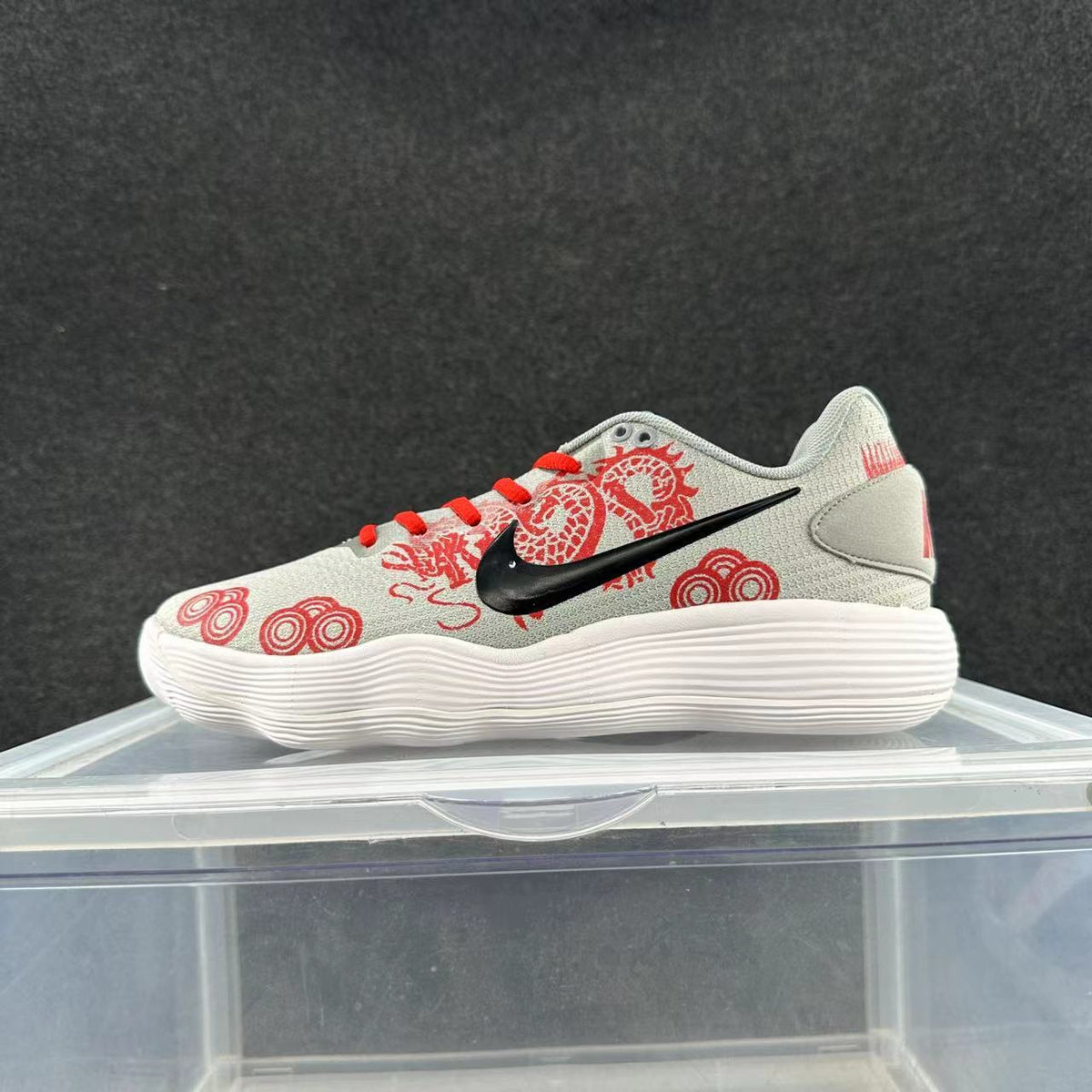 Light Gray and Red Nike Dragon Year Sneakers - product image from the listing.