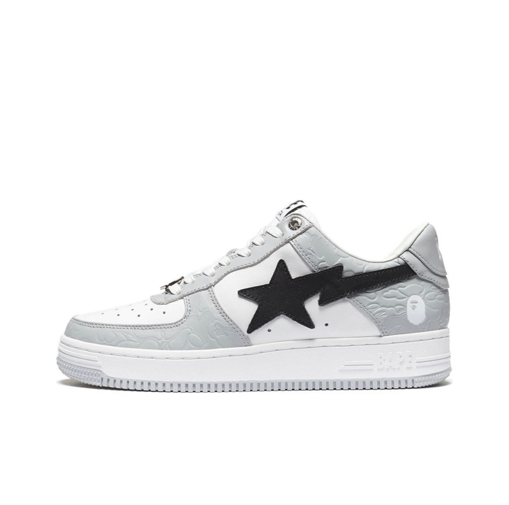 Gray and White BAPE STA Low Sneakers - product image from the listing.