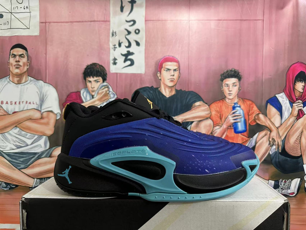 Jordan Luka 4 Basketball Shoes in Black Blue - product image from the listing.