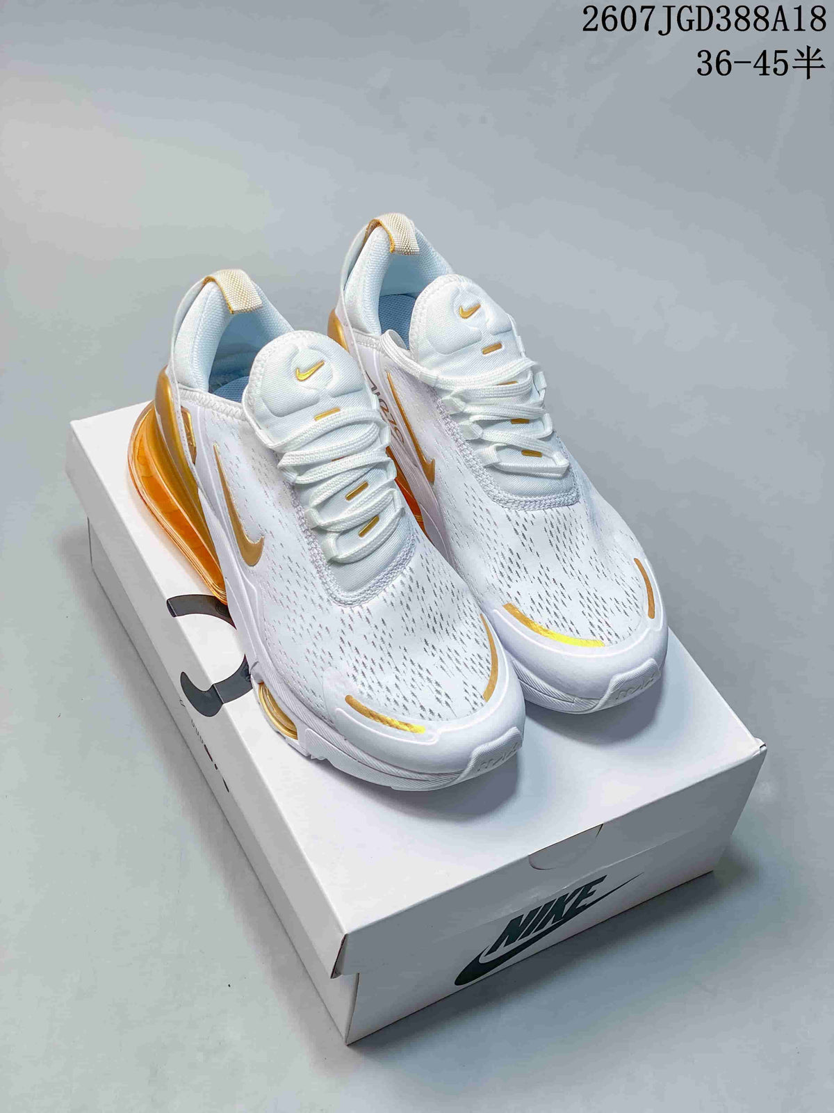 Nike Air Max 270 Premium Sneakers in White Gold 2607JGD388A18 - product image from the listing.